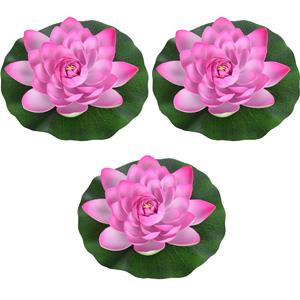 Merkloos 3x Roze drijvende kunst waterlelie bloemen 18 cm -