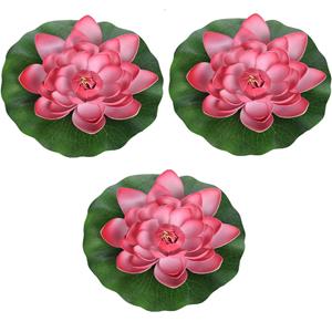 Merkloos 3x Rode drijvende kunst waterlelie bloemen 18 cm -