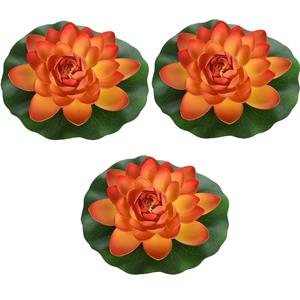 Merkloos 3x Oranje drijvende kunst waterlelie bloemen 18 cm -
