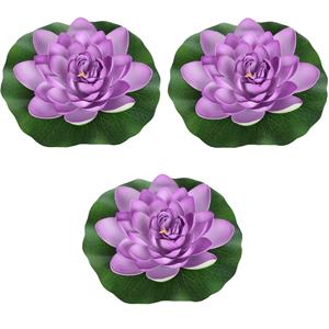 Merkloos 3x Paarse drijvende kunst waterlelie bloemen 18 cm -