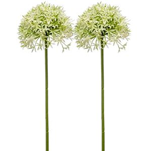 Emerald Allium/Sierui kunstbloem - 2x - losse steel - creme/groen - 62 cm - Natuurlijke uitstraling -