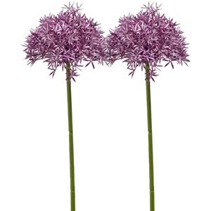 Emerald Allium/Sierui kunstbloem - 2x - losse steel - paars - 62 cm - Natuurlijke uitstraling -