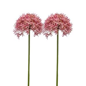 Emerald Allium/Sierui kunstbloem - 2x - losse steel - roze - 62 cm - Natuurlijke uitstraling -