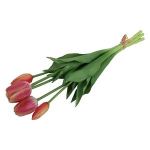 Countryfield Kunst tulpen boeket Fleur - 5x stuks - lichtrood - real touch - cm -