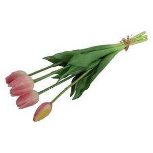 Countryfield Kunst tulpen boeket Fleur - 5x stuks - lichtroze - real touch - cm -