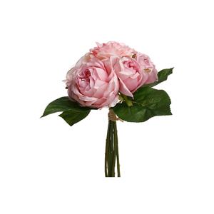 Atmosphera kunstbloemen - boeket - 9 rozen - roze - 30 cm -