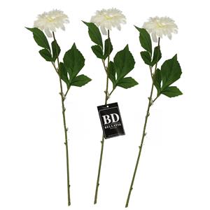 Bellatio Design Kunstbloem Dahlia - 3x - 50 cm - creme wit - kunst zijdebloemen -