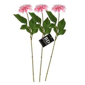 Bellatio Design Kunstbloem Dahlia - 3x - 50 cm - lichtroze - kunst zijdebloemen -