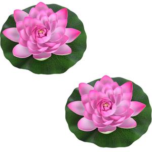 Merkloos 2x Roze drijvende kunst waterlelie bloemen 26 cm -
