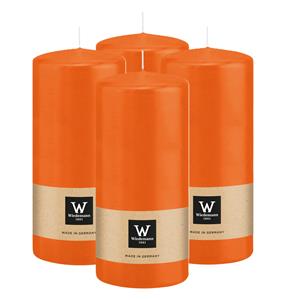 Wiedemann Cilinderkaars/stompkaars - 4x - oranje - 15 x 7 cm - 63 branduren -