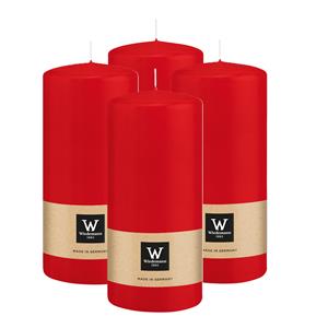 Wiedemann Cilinderkaars/stompkaars - 4x - rood - 15 x 7 cm - 63 branduren -