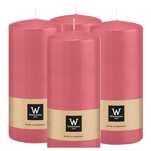 Wiedemann Cilinderkaars/stompkaars - 4x - roze - 15 x 7 cm - 63 branduren -