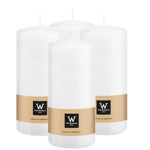 Wiedemann Cilinderkaars/stompkaars - 4x - wit - 15 x 7 cm - 63 branduren -