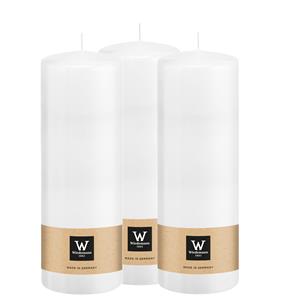 Wiedemann Cilinderkaars/stompkaars - 3x - wit - 20 x 7 cm - 103 branduren -