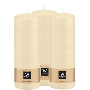 Wiedemann Cilinderkaars/stompkaars - 3x - creme wit - 20 x 7 cm - 103 branduren -