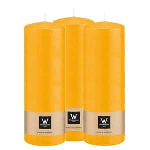 Wiedemann Cilinderkaars/stompkaars - 3x - geel - 20 x 7 cm - 103 branduren -