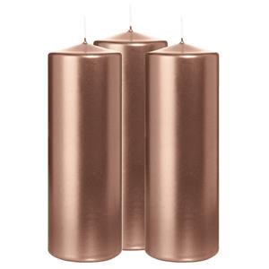 Wiedemann Cilinderkaars/stompkaars - 3x - metallic rosé goud - 20 x 7 cm - 103 branduren -