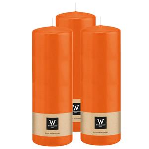 Wiedemann Cilinderkaars/stompkaars - 3x - oranje - 20 x 7 cm - 103 branduren -