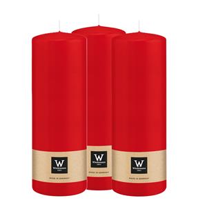 Wiedemann Cilinderkaars/stompkaars - 3x - rood - 20 x 7 cm - 103 branduren -