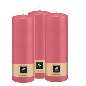 Wiedemann Cilinderkaars/stompkaars - 3x - roze - 20 x 7 cm - 103 branduren -