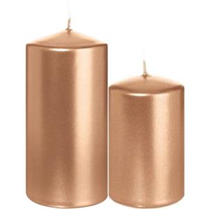 Trend Candles Stompkaarsen set van 4x stuks rose goud 8 en 12 cm -