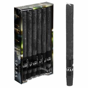 SPAAS Dinerkaarsen rustiek - zwart - 12x - 25 cm - 10 branduren - huishoudkaarsen -