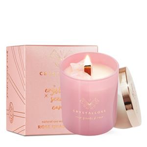 Crystallove Rose quartz soy candle & rose