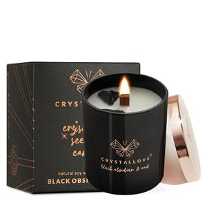 Crystallove Black obsidian soy candle & oud