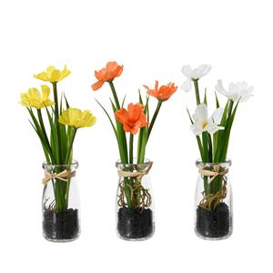 Decoris Kunstplant Calliopsis In Glas 9x7x22cm