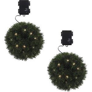 Grote kerstballen met 35 LED's, 2 stuks, met timerfunctie, Ø 20 cm
