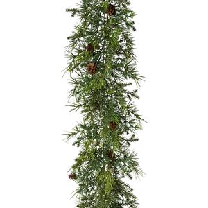 Cedermix-slinger met dennenappels, ijzige optiek, lengte 187 cm
