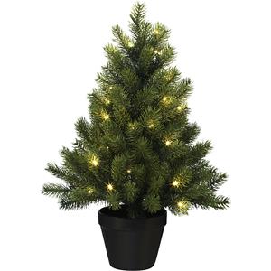 Kerstboom in pot met LED's, met 50 lampjes, batterijen, hoogte 60 cm