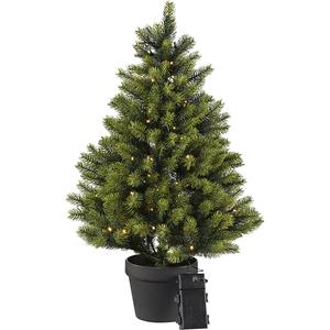 Kerstboom in pot met LED's, met 100 lampjes, batterijen, hoogte 90 cm
