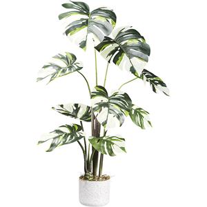 Monstera variegata, melamine pot, set van 2, hoogte 1000 mm