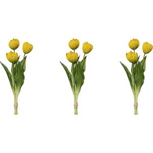 Gevulde tulpen, real touch, bos van 3, hoogte 370 mm, VE = 3 stuks, geel