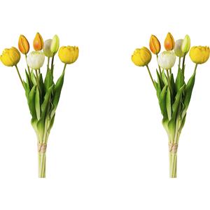 Gevulde tulpen, real touch, bos van 7, hoogte 390 mm, VE = 2 stuks, geel