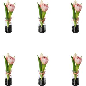 Tulpen in glazen vaas, hoogte 210 mm, VE = 6 stuks, roze
