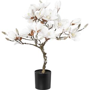 LED-magnoliaboom, besneeuwd, in kunststof pot, wit, hoogte 580 mm, met 20 LED's