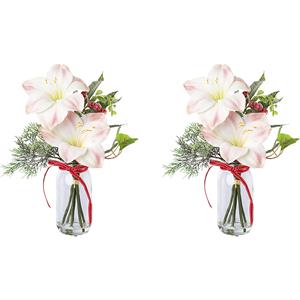 Amaryllis-arrangement in glas, roze, VE = 2 stuks, totale hoogte 400 mm