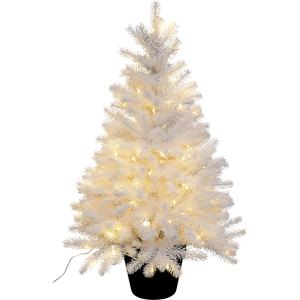 Kunstkerstboom in pot, wit, met 100 lampjes, totale hoogte 900 mm
