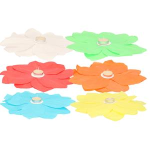 Merkloos 12x Drijvende kaarsen/lantaarns bloemen 29 cm gekleurd papier -