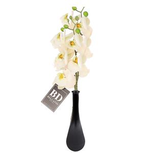 Bellatio Design Kunstbloem Orchidee Bora - 2x - wit - cm - losse steel - kunst zijdebloem - Phalaenopsis -