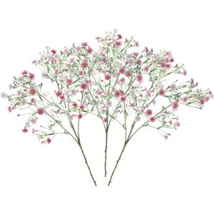 Bellatio Design Kunstbloem Gipskruid Viette - 3x - 45 cm - roze - losse tak - kunst zijdebloem - Gypsophila -