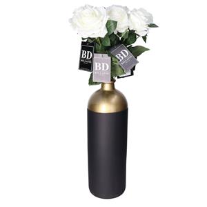 Bellatio Design Kunstbloem Roos Dijon - 3x - 64 cm - creme - kunst zijdebloemen -