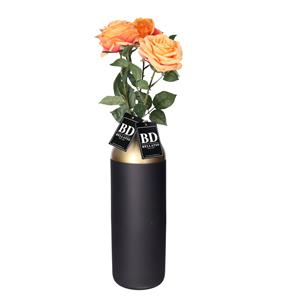 Bellatio Design Kunstbloem Roos Dijon - 3x - 64 cm - oranje - kunst zijdebloemen -