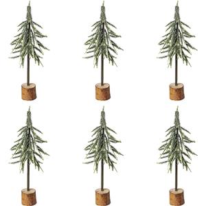 Sparrenstam op houten sokkel met kunstsneeuw, VE = 6 stuks, totale hoogte 500 mm