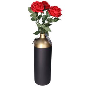 Bellatio Design Kunstbloem Roos Dijon - 3x - 64 cm - rood - kunst zijdebloemen -