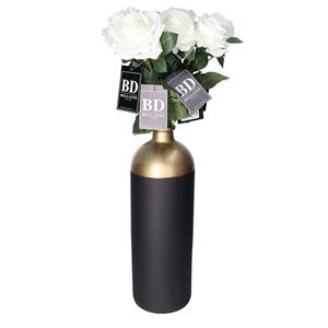 Bellatio Design Kunstbloem Roos Dijon - 3x - 64 cm - wit - kunst zijdebloemen -
