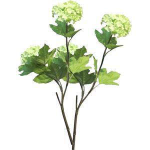 Bellatio Design Kunstbloem Viburnum/sneeuwbal Roseum - 3x - 50 cm - groen - losse steel - kunst zijdebloemen -