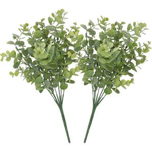 DK Design Kunstbloem Eucalyptus tak - 2x - 33 cm - groen - bundel/bosje - Kunst zijdebloemen -